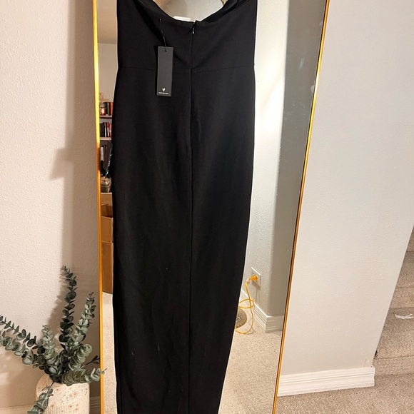 Lulus Black Slip Dress with Ruffle Detail - Picture 3 of 5